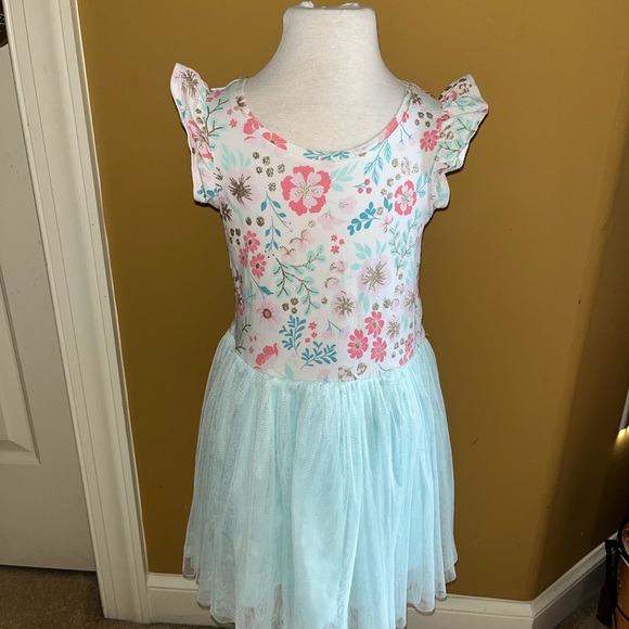 Tommy Bahama Floral Kids Dress in Pink and Blue Sz 5 Tulle Skirt Dress - Picture 1 of 4